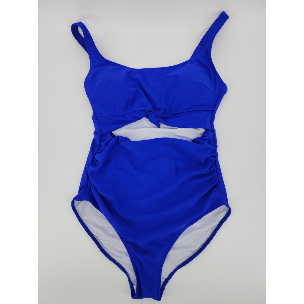 EOMENIE Womens Royal Blue Cutout Ruched One Piece Swimsuit Size M NWT